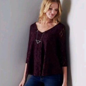 American Eagle Burgundy Swing Lace Blouse